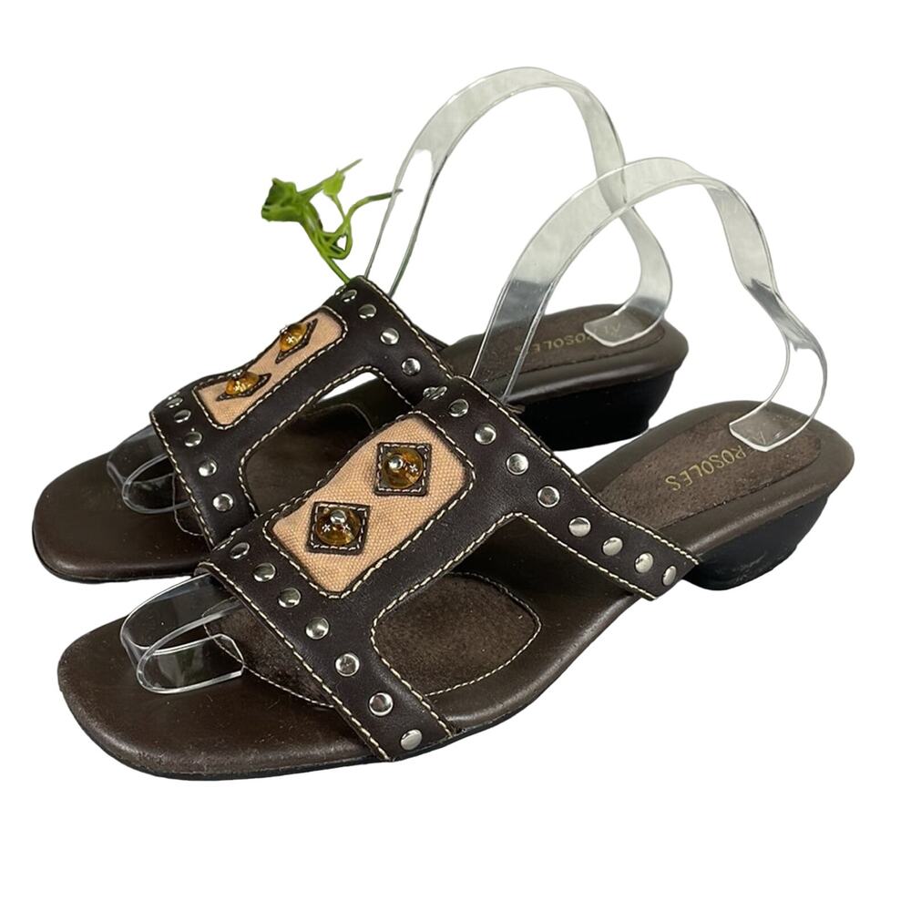 Aerosoles Brown Tan Two Tone Comfort Sandals Flexible Sole Lightweight Summer